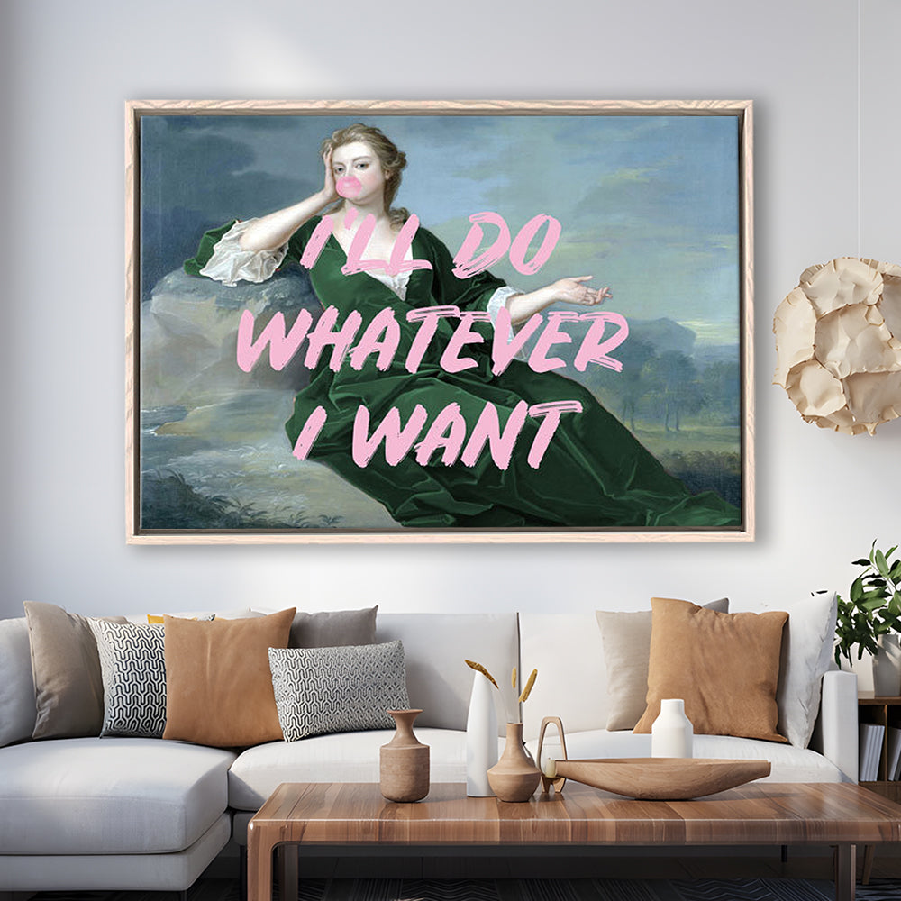Bubble Gum Art Print, Altered Art, Duchess Print, Bedroom Print, Pink Art, Floating Framed Canvas Print Wall Art
