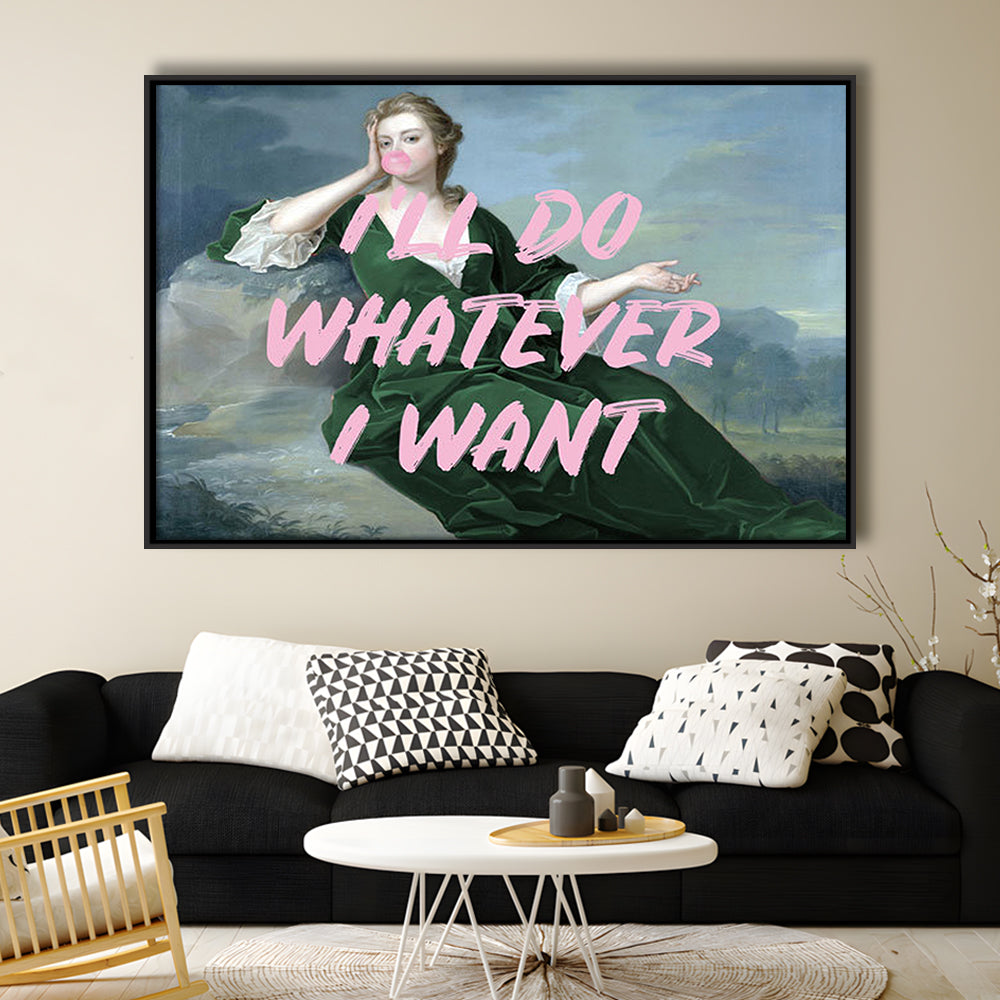 Bubble Gum Art Print, Altered Art, Duchess Print, Bedroom Print, Pink Art, Floating Framed Canvas Print Wall Art