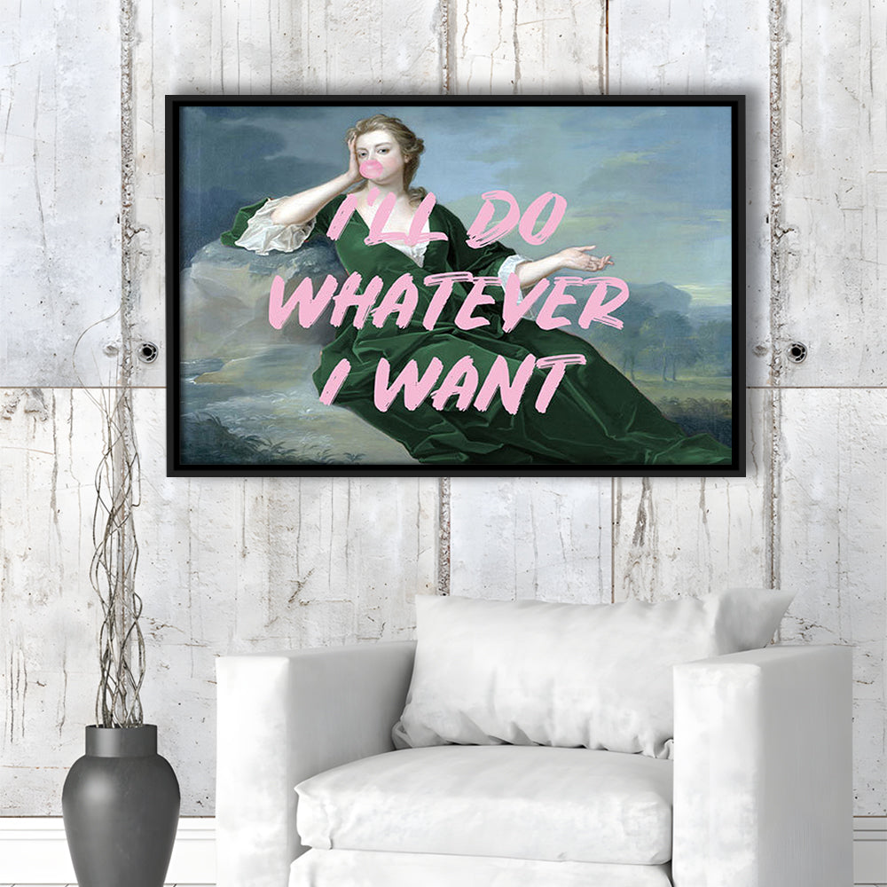 Bubble Gum Art Print, Altered Art, Duchess Print, Bedroom Print, Pink Art, Floating Framed Canvas Print Wall Art