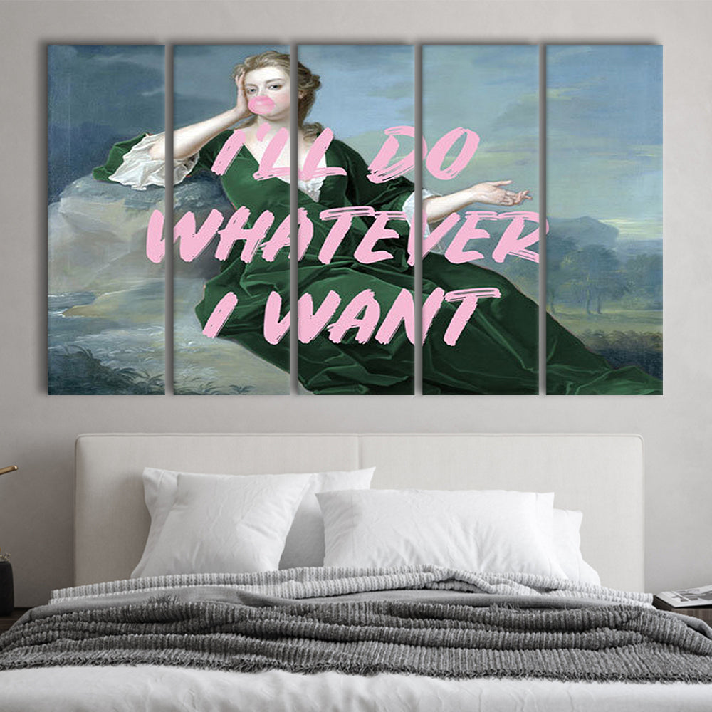 Bubble Gum Art Print, Altered Art, Duchess Print, Bedroom Print, Pink Art, Multi Panels Canvas Print Wall Art