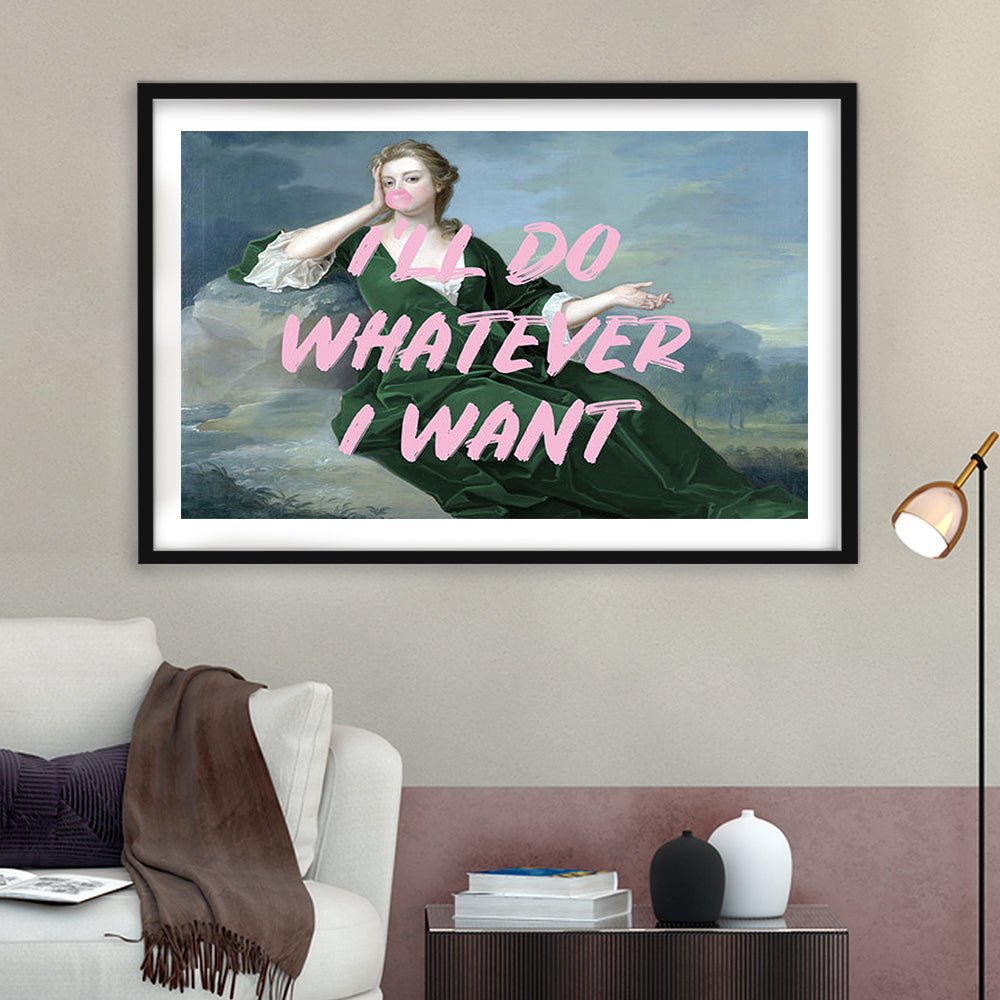 Bubble Gum Art Print, Altered Art, Duchess Print, Bedroom Print, Pink Art, Framed Art Print White Border Wall Decor