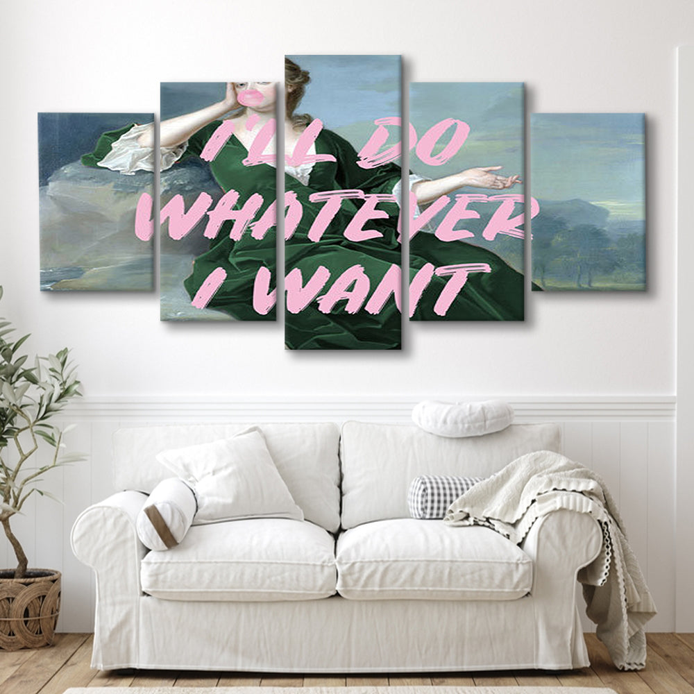 Bubble Gum Art Print, Altered Art, Duchess Print, Bedroom Print, Pink Art, Mixed Panels Canvas Print Wall Art