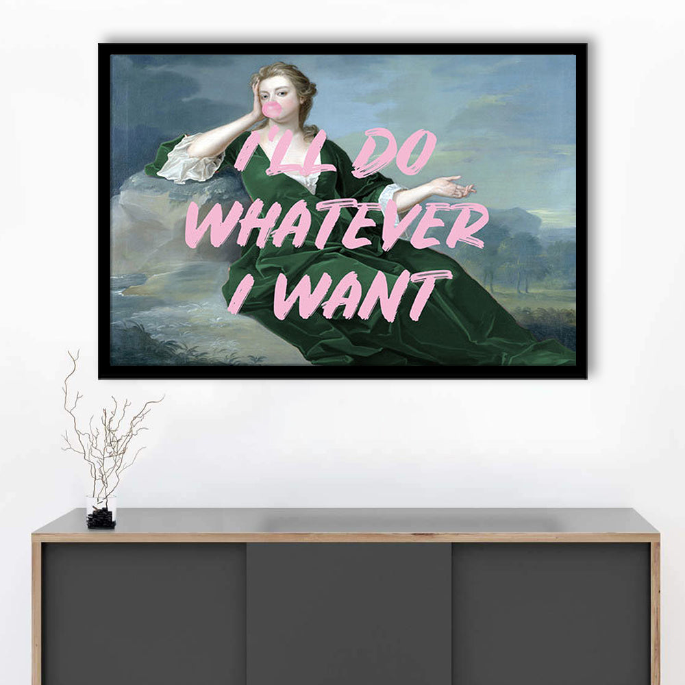 Bubble Gum Art Print, Altered Art, Duchess Print, Bedroom Print, Pink Art, Framed Art Print Wall Decor, Framed Picture