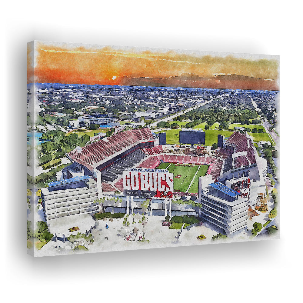 Buccaneers Football Stadium, Raymond James Painting Stadium Watercolor, Sport Art, Gifts for him, Canvas Print Wall Art
