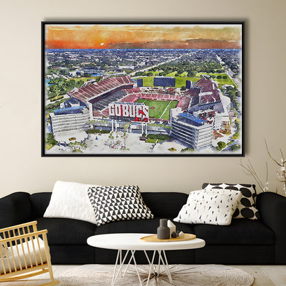 Buccaneers Football Stadium, Raymond James Painting Stadium Watercolor, Sport Gift Art, Framed Canvas Print Wall Art