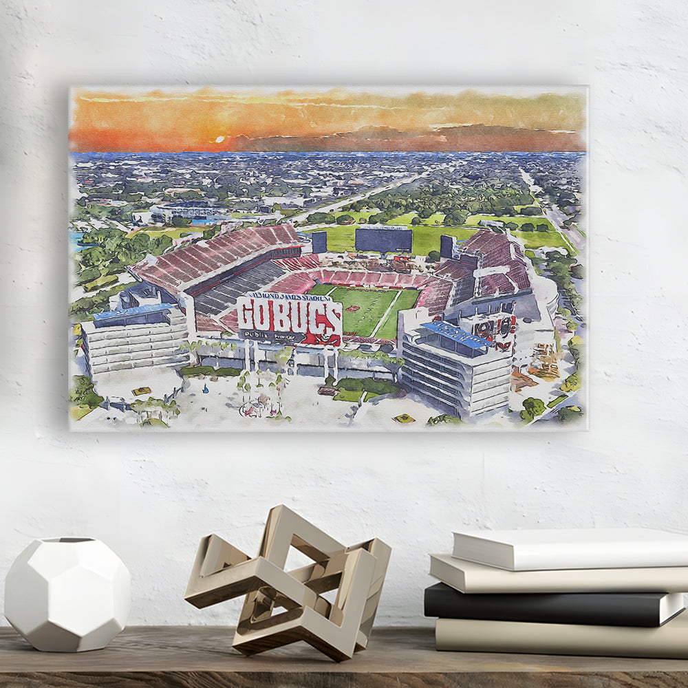 Buccaneers Football Stadium, Raymond James Painting Stadium Watercolor, Sport Art, Gifts for him, Canvas Print Wall Art