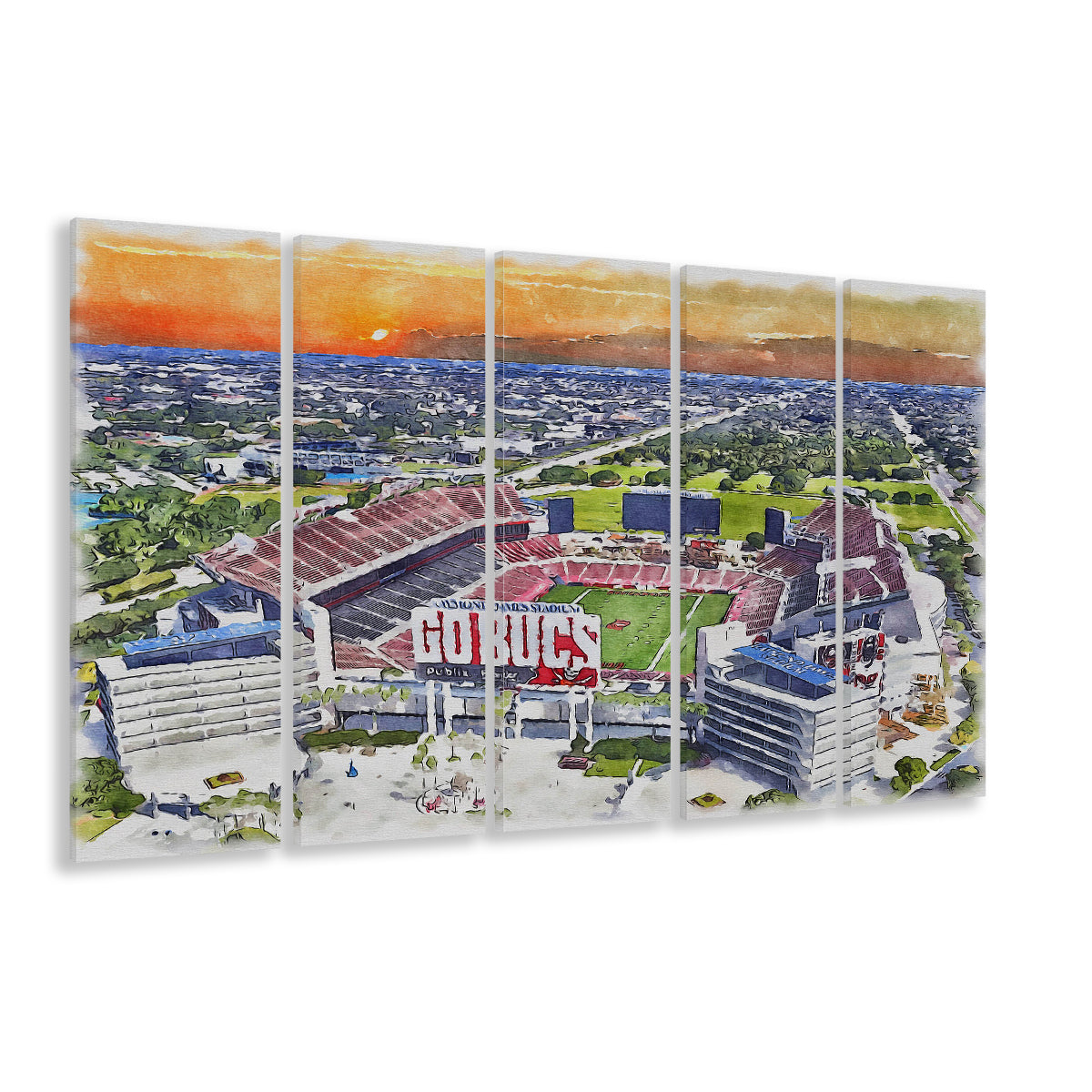 Buccaneers Football Stadium, Raymond James Painting Stadium Watercolor, Sport Art, Extra Large Canvas Print Wall Art