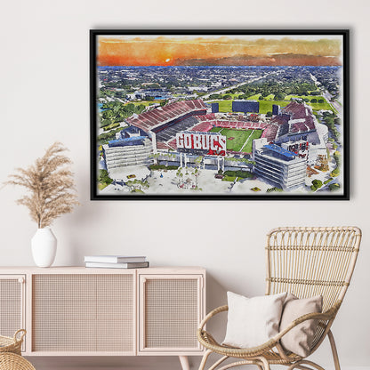 Buccaneers Football Stadium, Raymond James Painting Stadium Watercolor, Sport Gift Art, Framed Canvas Print Wall Art