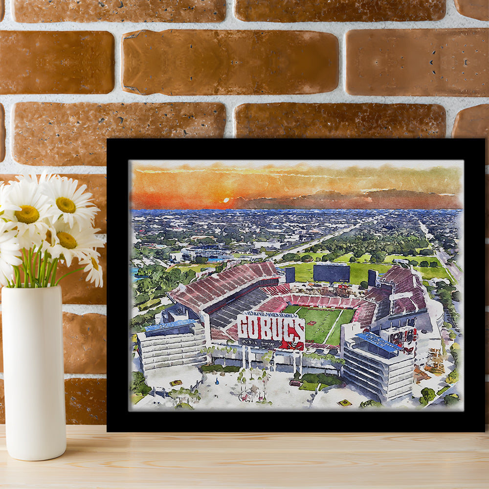 Buccaneers Football Stadium, Raymond James Painting Stadium Watercolor, Sport Gift Art, Framed Art Print Wall Decor