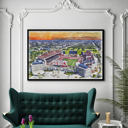 Buccaneers Football Stadium, Raymond James Painting Stadium Watercolor, Sport Gift Art, Framed Art Print Wall Decor