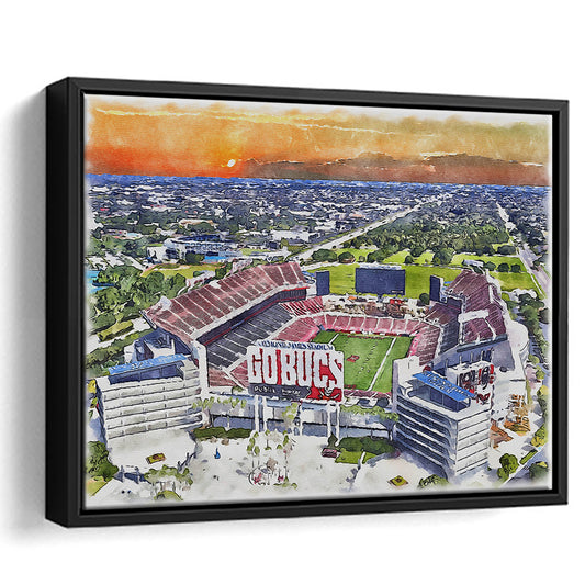 Buccaneers Football Stadium, Raymond James Painting Stadium Watercolor, Sport Gift Art, Framed Canvas Print Wall Art