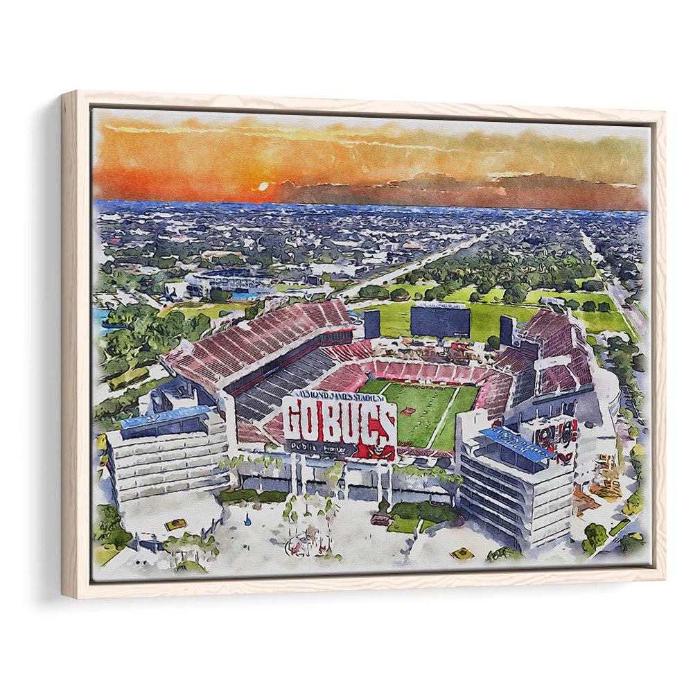 Buccaneers Football Stadium, Raymond James Painting Stadium Watercolor, Sport Gift Art, Framed Canvas Print Wall Art