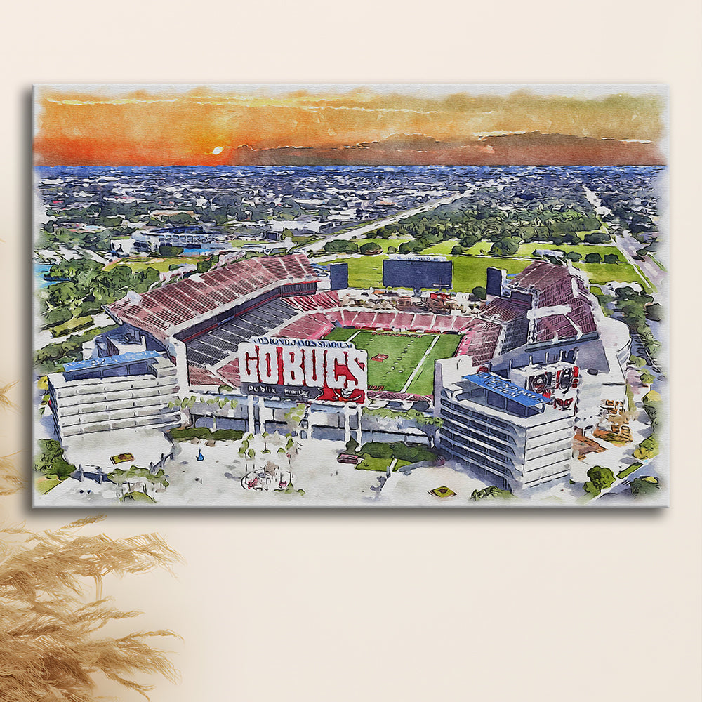 Buccaneers Football Stadium, Raymond James Painting Stadium Watercolor, Sport Art, Gifts for him, Canvas Print Wall Art