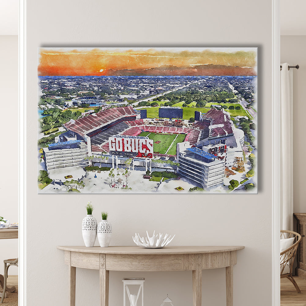 Buccaneers Football Stadium, Raymond James Painting Stadium Watercolor, Sport Art, Gifts for him, Canvas Print Wall Art