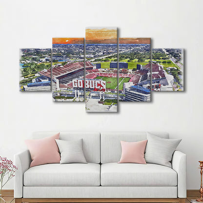 Buccaneers Football Stadium, Raymond James Painting Stadium Watercolor, Sport Art, Mixed 5 Panel, Canvas Print Wall Art