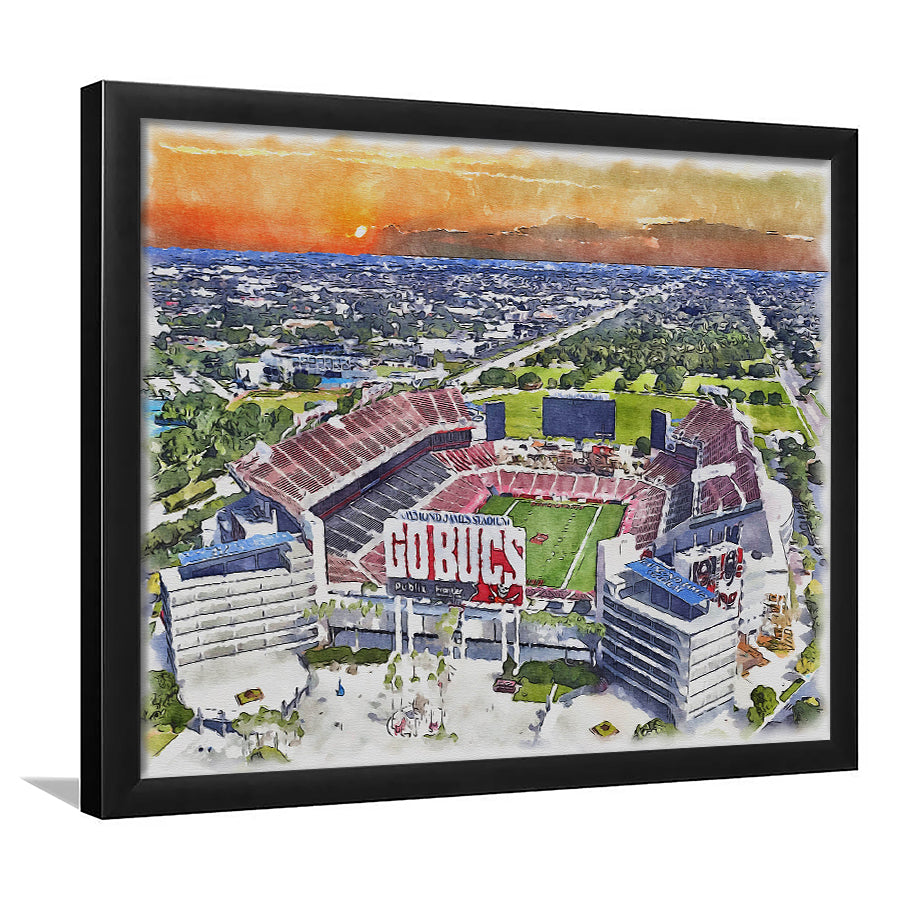 Buccaneers Football Stadium, Raymond James Painting Stadium Watercolor, Sport Gift Art, Framed Art Print Wall Decor