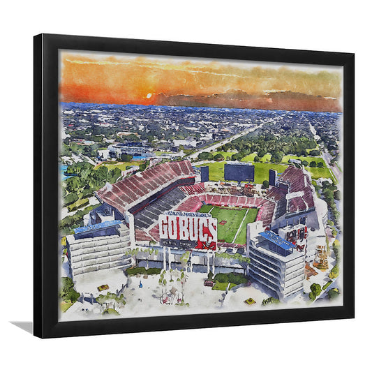 Buccaneers Football Stadium, Raymond James Painting Stadium Watercolor, Sport Gift Art, Framed Art Print Wall Decor