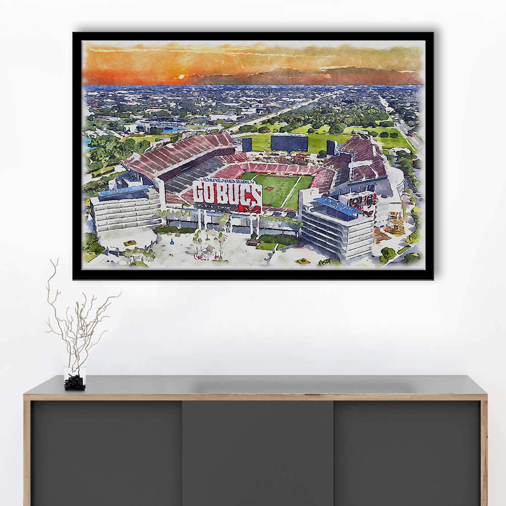 Buccaneers Football Stadium, Raymond James Painting Stadium Watercolor, Sport Gift Art, Framed Art Print Wall Decor