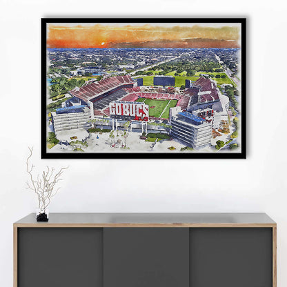 Buccaneers Football Stadium, Raymond James Painting Stadium Watercolor, Sport Gift Art, Framed Art Print Wall Decor