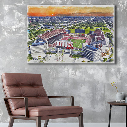 Buccaneers Football Stadium, Raymond James Painting Stadium Watercolor, Sport Art, Gifts for him, Canvas Print Wall Art