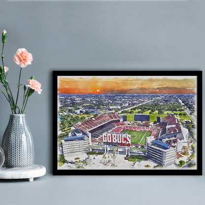Buccaneers Football Stadium, Raymond James Painting Stadium Watercolor, Sport Gift Art, Framed Art Print Wall Decor