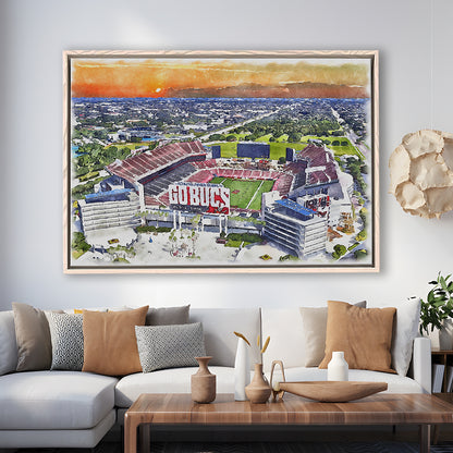 Buccaneers Football Stadium, Raymond James Painting Stadium Watercolor, Sport Gift Art, Framed Canvas Print Wall Art