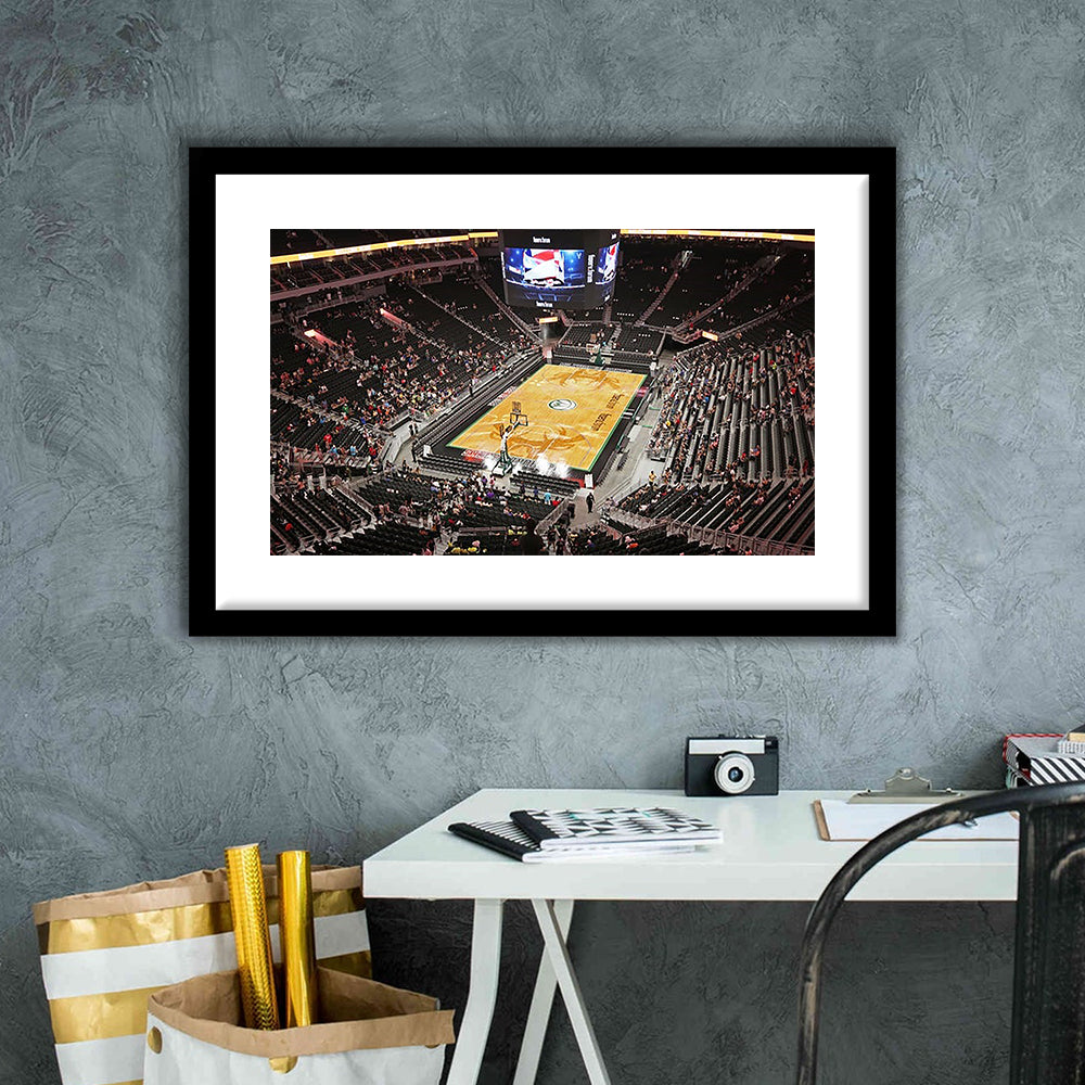 Buck's New Fiserv Forum Arena, Stadium Canvas, Sport Art, Gift for him, White Border Framed Art Print Wall Decor