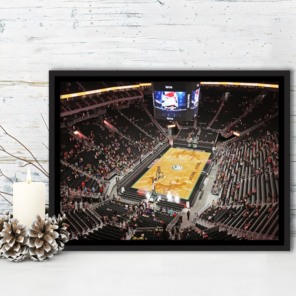 Buck's New Fiserv Forum Arena, Stadium Canvas, Sport Art, Framed Canvas Print Wall Art, Floating Frame