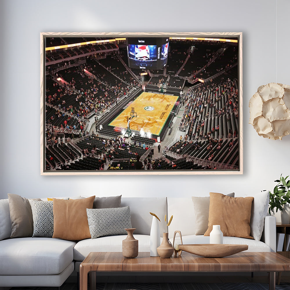 Buck's New Fiserv Forum Arena, Stadium Canvas, Sport Art, Framed Canvas Print Wall Art, Floating Frame