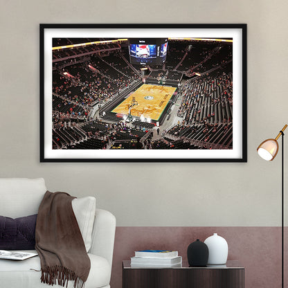 Buck's New Fiserv Forum Arena, Stadium Canvas, Sport Art, Gift for him, White Border Framed Art Print Wall Decor