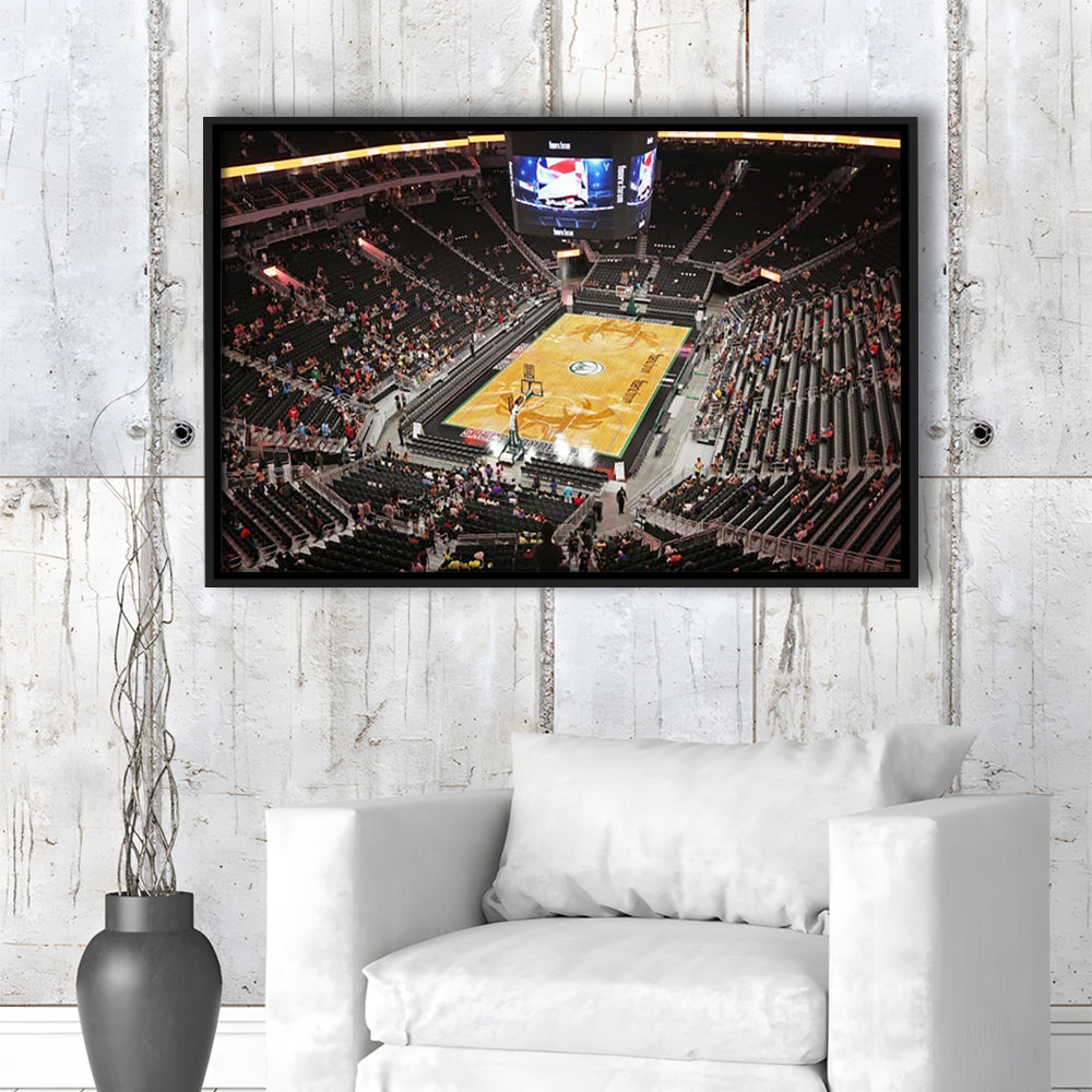 Buck's New Fiserv Forum Arena, Stadium Canvas, Sport Art, Framed Canvas Print Wall Art, Floating Frame