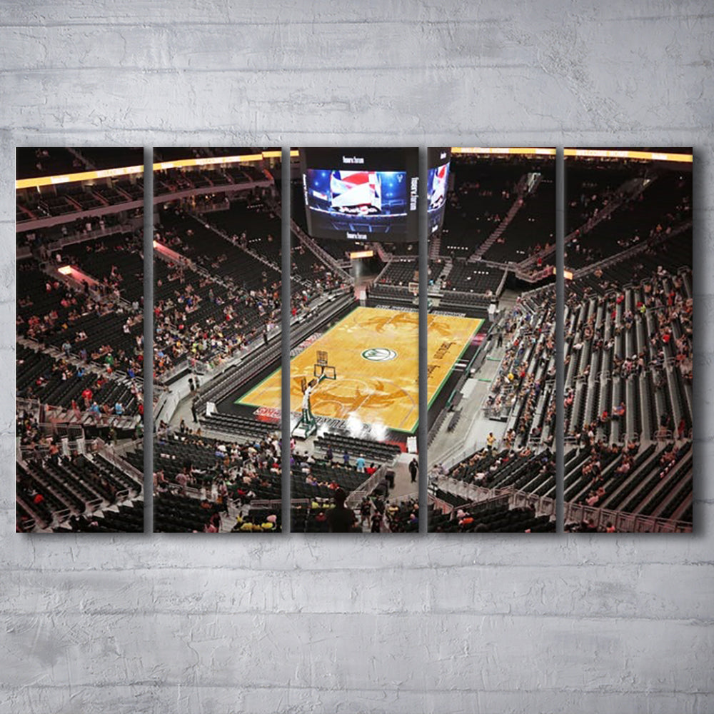 Buck's New Fiserv Forum Arena, Stadium Canvas, Sport Art, 5 Panel B, Extra Large Canvas, Canvas Print Wall Art