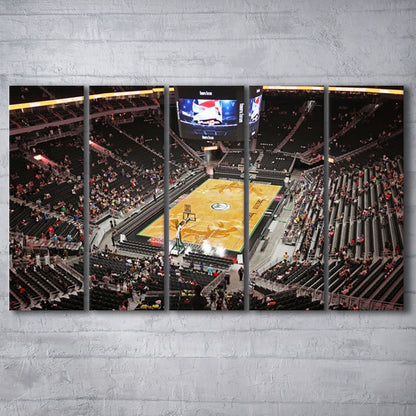 Buck's New Fiserv Forum Arena, Stadium Canvas, Sport Art, 5 Panel B, Extra Large Canvas, Canvas Print Wall Art