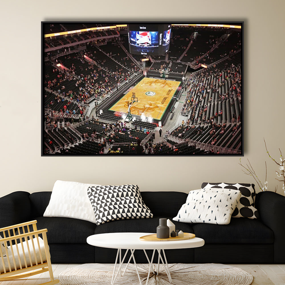 Buck's New Fiserv Forum Arena, Stadium Canvas, Sport Art, Framed Canvas Print Wall Art, Floating Frame