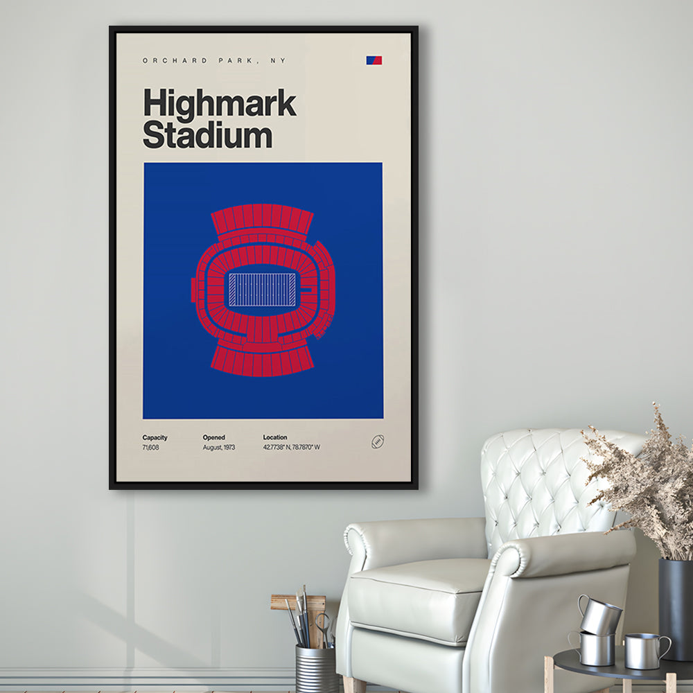 Highmark Stadium Print, Bills Highmark Stadium Print, Man Cave Gift, Floating Framed Canvas Print Wall Art