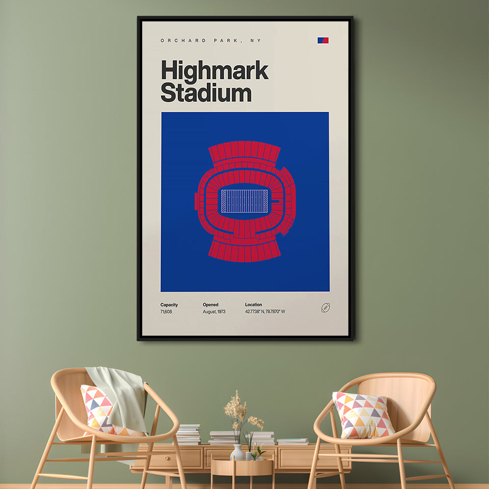 Highmark Stadium Print, Bills Highmark Stadium Print, Man Cave Gift, Floating Framed Canvas Print Wall Art