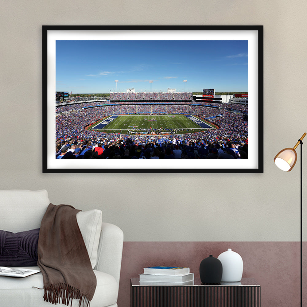 Buffalo Bills Stadium, Stadium Canvas, Sport Art, Gift for him, White Border Framed Art Print Wall Decor