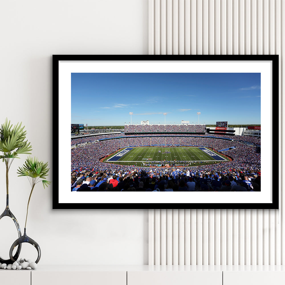 Buffalo Bills Stadium, Stadium Canvas, Sport Art, Gift for him, White Border Framed Art Print Wall Decor