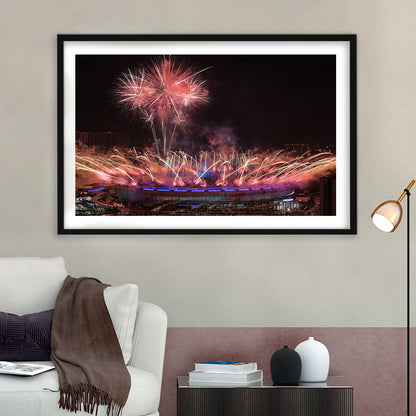 Bukit Jalil National Stadium, Stadium Canvas, Sport Art, Gift for him, White Border Framed Art Print Wall Decor