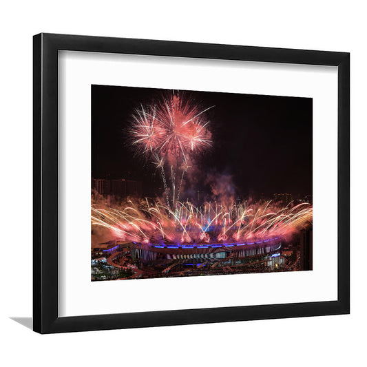 Bukit Jalil National Stadium, Stadium Canvas, Sport Art, Gift for him, White Border Framed Art Print Wall Decor