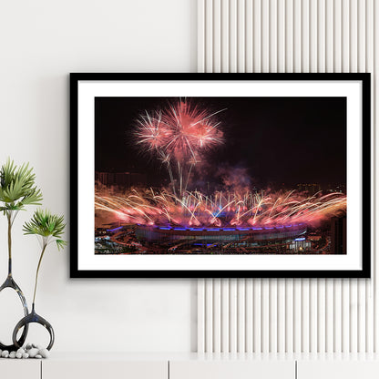 Bukit Jalil National Stadium, Stadium Canvas, Sport Art, Gift for him, White Border Framed Art Print Wall Decor