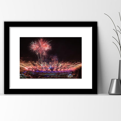Bukit Jalil National Stadium, Stadium Canvas, Sport Art, Gift for him, White Border Framed Art Print Wall Decor