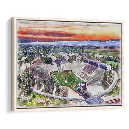 Bulldog Stadium, California State Football Painting Stadium Watercolor, Sport Gift Art, Framed Canvas Print Wall Art