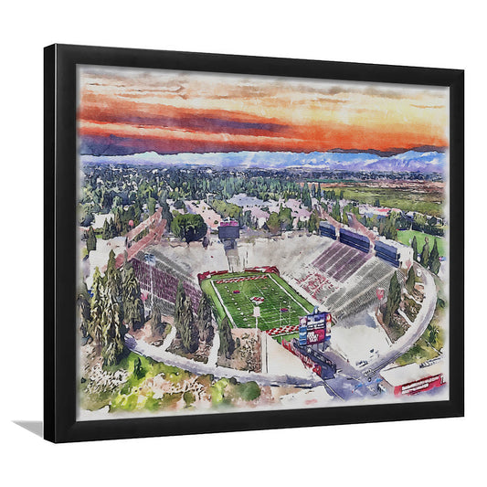 Bulldog Stadium, California State Football Painting Stadium Watercolor, Sport Gift Art, Framed Art Print Wall Decor