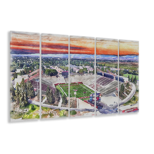 Bulldog Stadium, California State Football Painting Stadium Watercolor, Sport Art, Extra Large Canvas Print Wall Art
