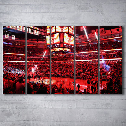 Bulls in United Center, Stadium Canvas, Sport Art, 5 Panel B, Extra Large Canvas, Canvas Print Wall Art