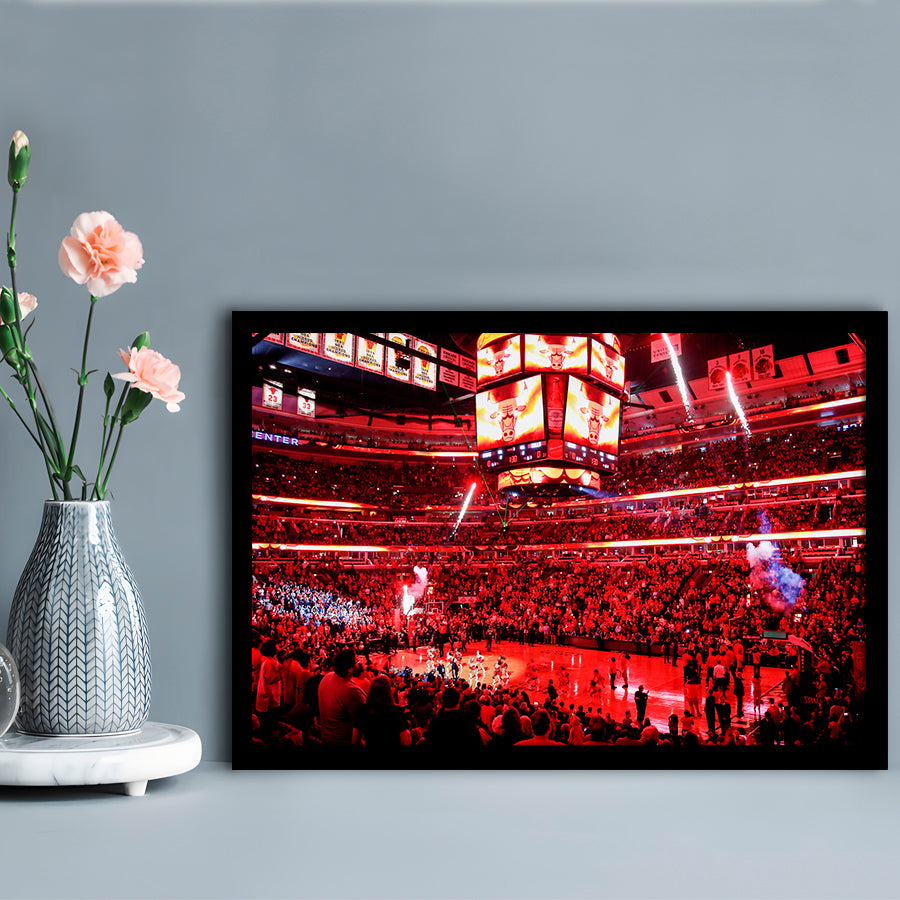 Bulls in United Center, Stadium Canvas, Sport Art, Gift for him, Framed Art Print Wall Decor, Picture Framed