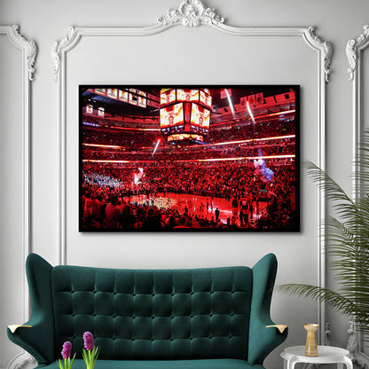 Bulls in United Center, Stadium Canvas, Sport Art, Gift for him, Framed Art Print Wall Decor, Picture Framed