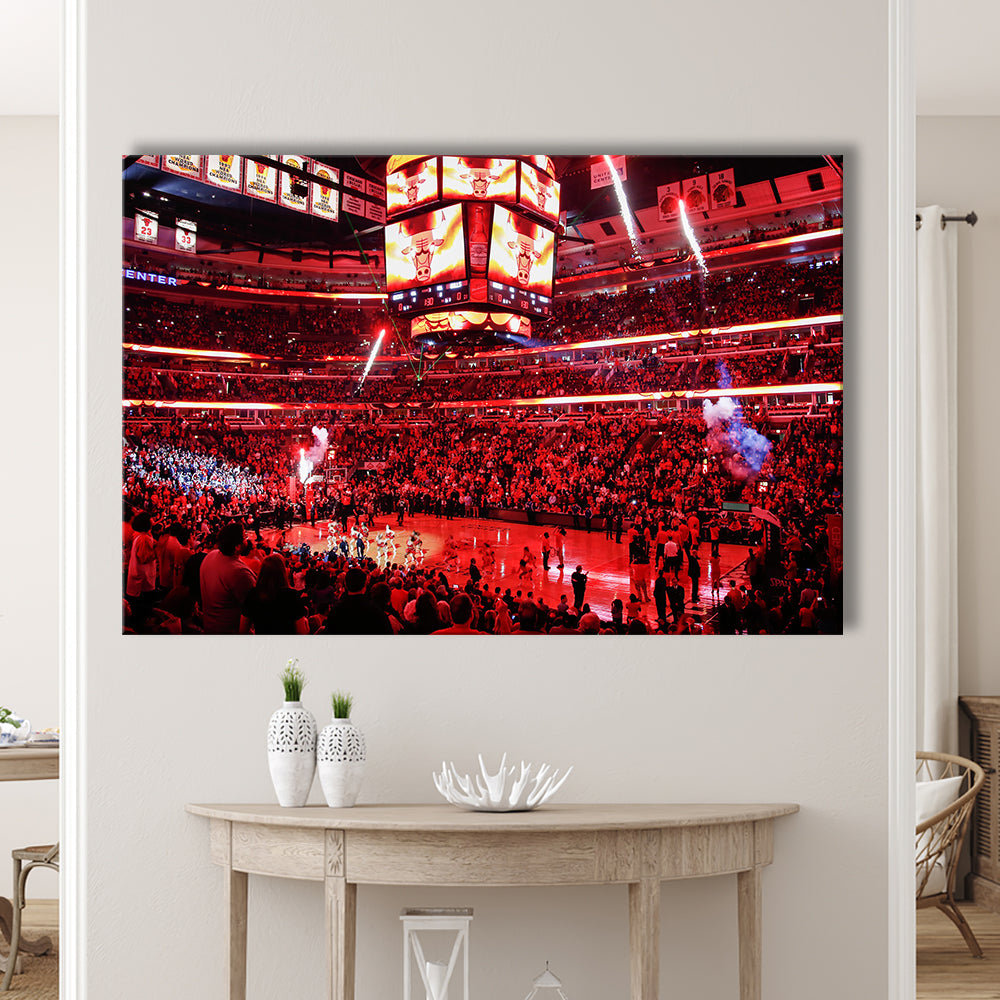 Bulls in United Center, Stadium Canvas, Sport Art, Gift for him, Man Cave Decor, Art Print, Canvas Print Wall Art