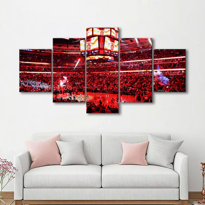 Bulls in United Center, Stadium Canvas, Sport Art, Gift for him, 5 Panel, Large Canvas, Canvas Print Wall Art